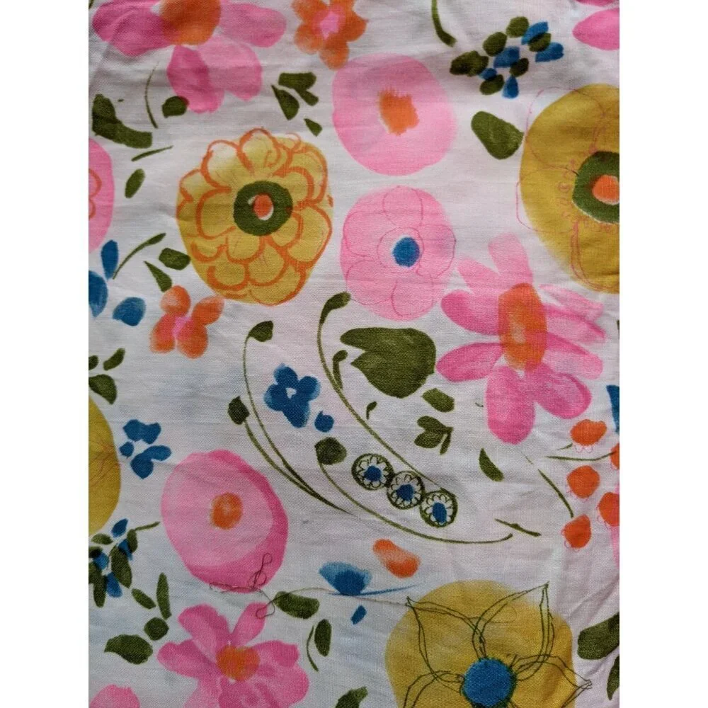 vtg M Lowenstein & Sons Fabric floral flower 70's cottage 44 x 4.5 yards pink fl